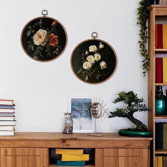 New Vintage Natural Floral Wall decor SET OF 2 - Picture 2 of 3